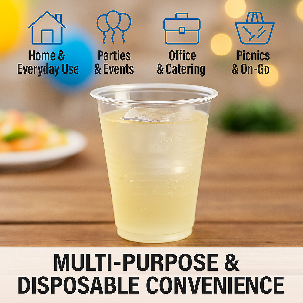 Metro Source 7 oz Clear Plastic Cups 1200 Count | Durable Disposable PP Cups