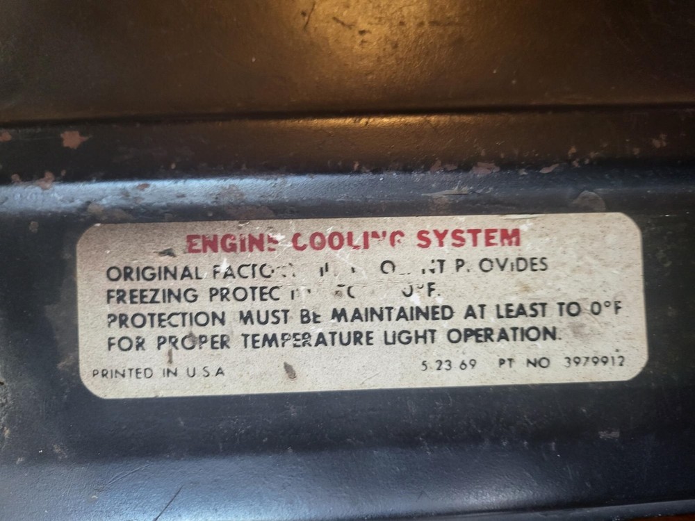 1969-1972 Engine Cooling System decal assembly line correct Chevelle Camaro Nova