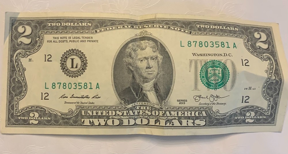 2013 $2 Dollar Bill Rare