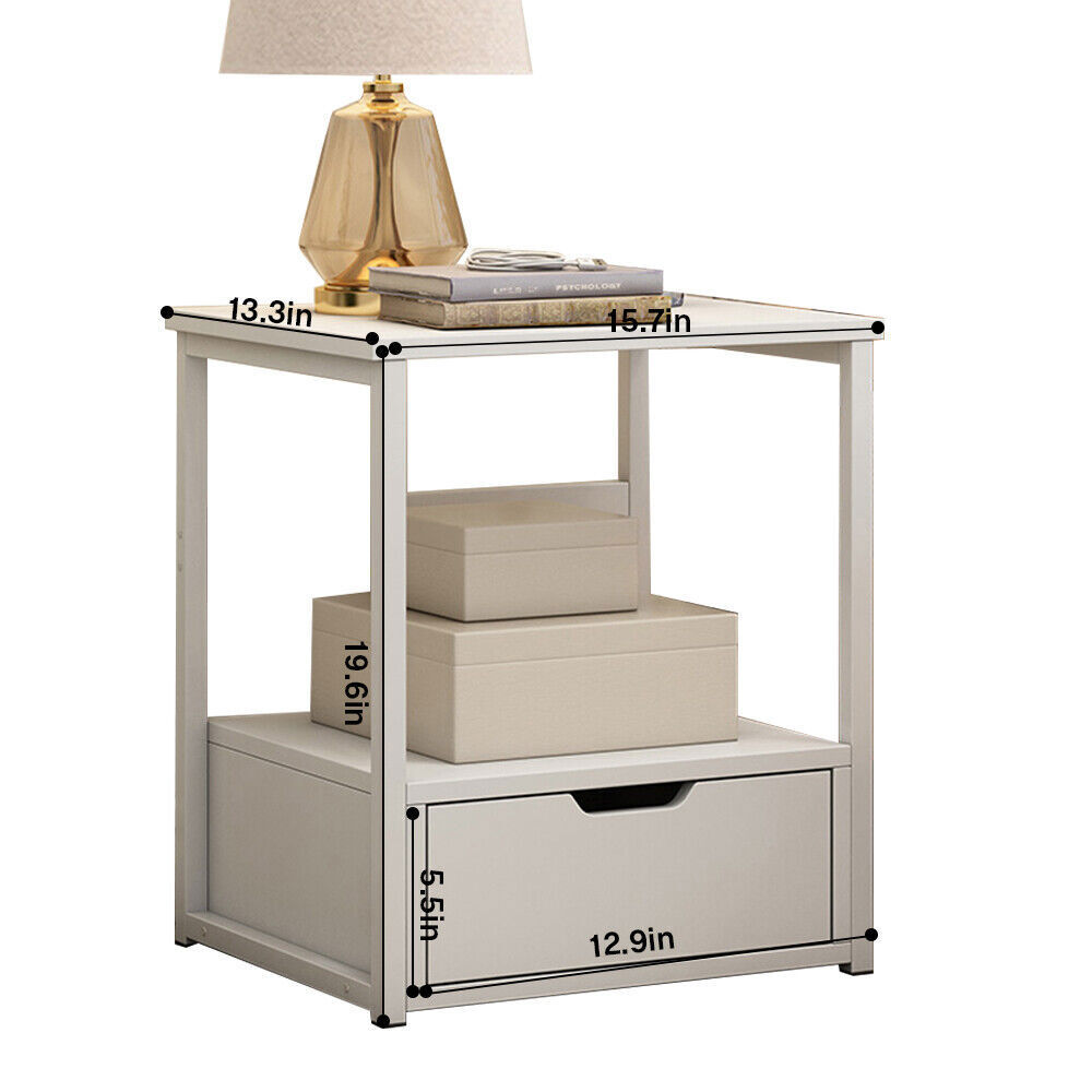 Bedside Table with Drawers Nightstand Solid Wood End Table Bedroom Storage