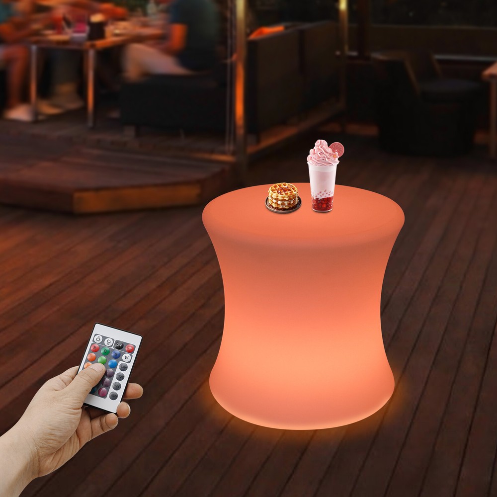 LED Drum-shaped Stool, Stool with Rechargeable LED Light, Ambient Lighting