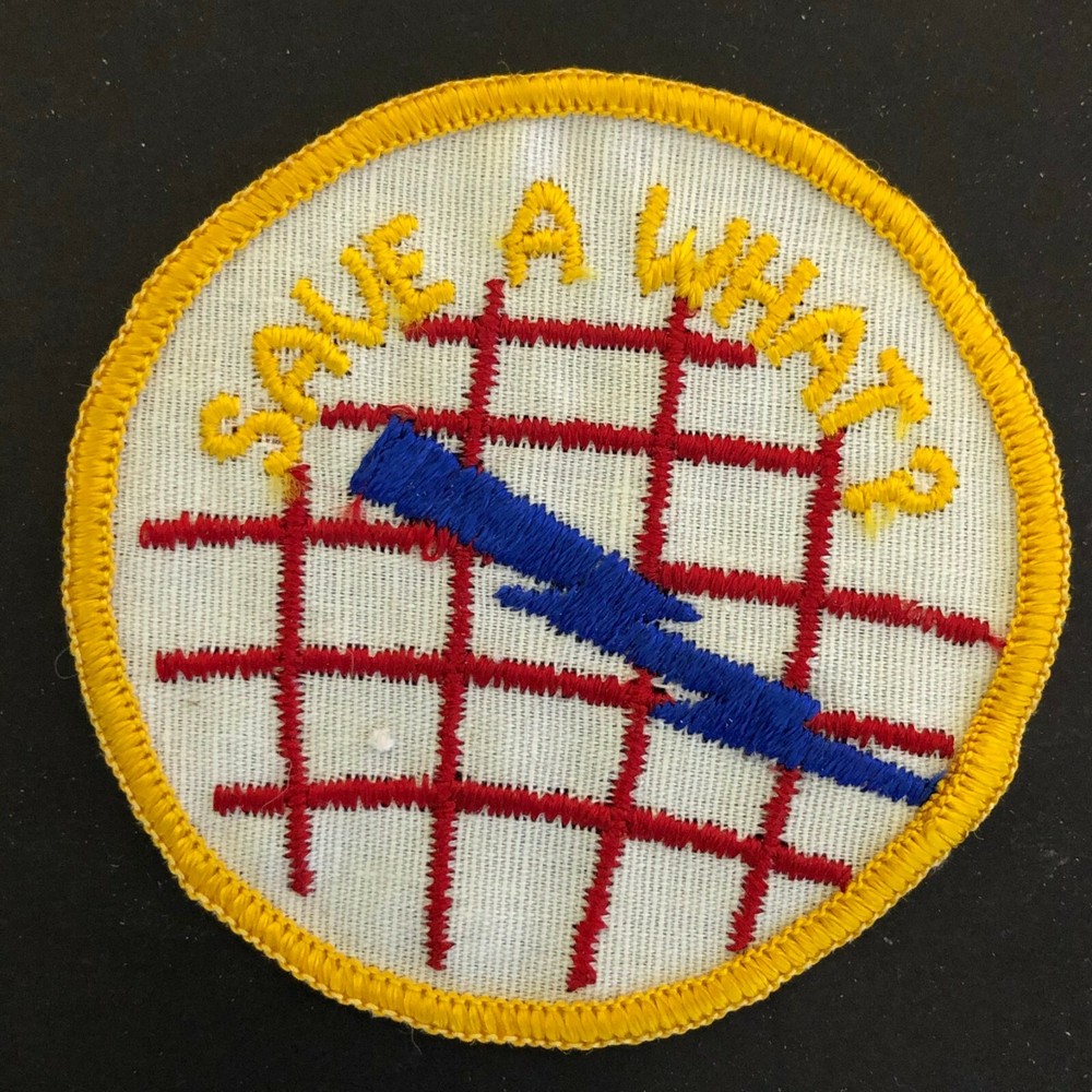 c1970's-80's Machine Stitched Embroidered Patch "Save a What?" Catchphrase?