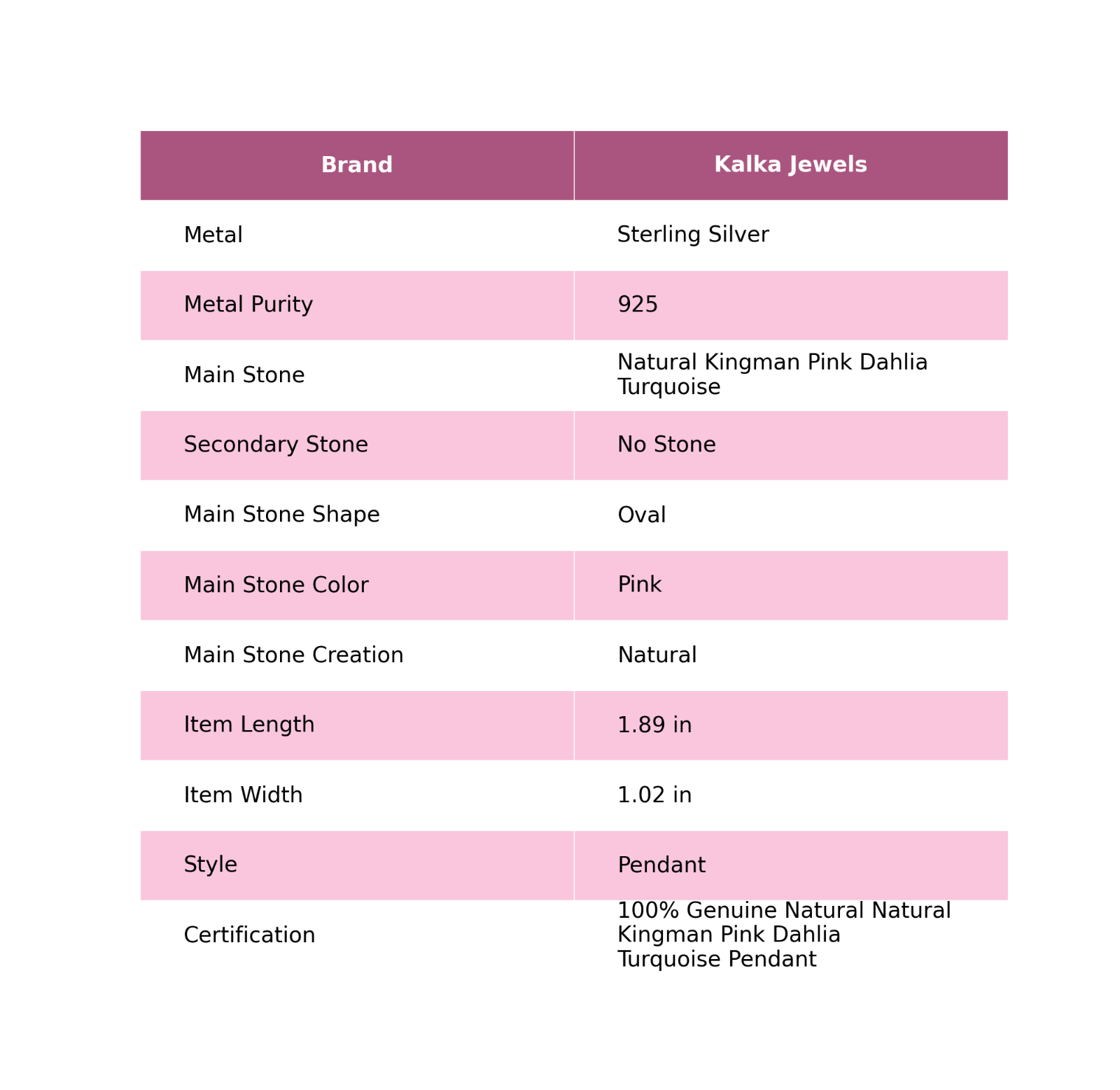 Natural Kingman Dahlia Turquoise Gemstone Pendant Pink 925 Sterling Silver