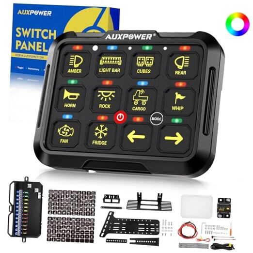 12 Gang Switch Panel 3 Modes Toggle Momentary Pulsed Auxiliary Control RGB