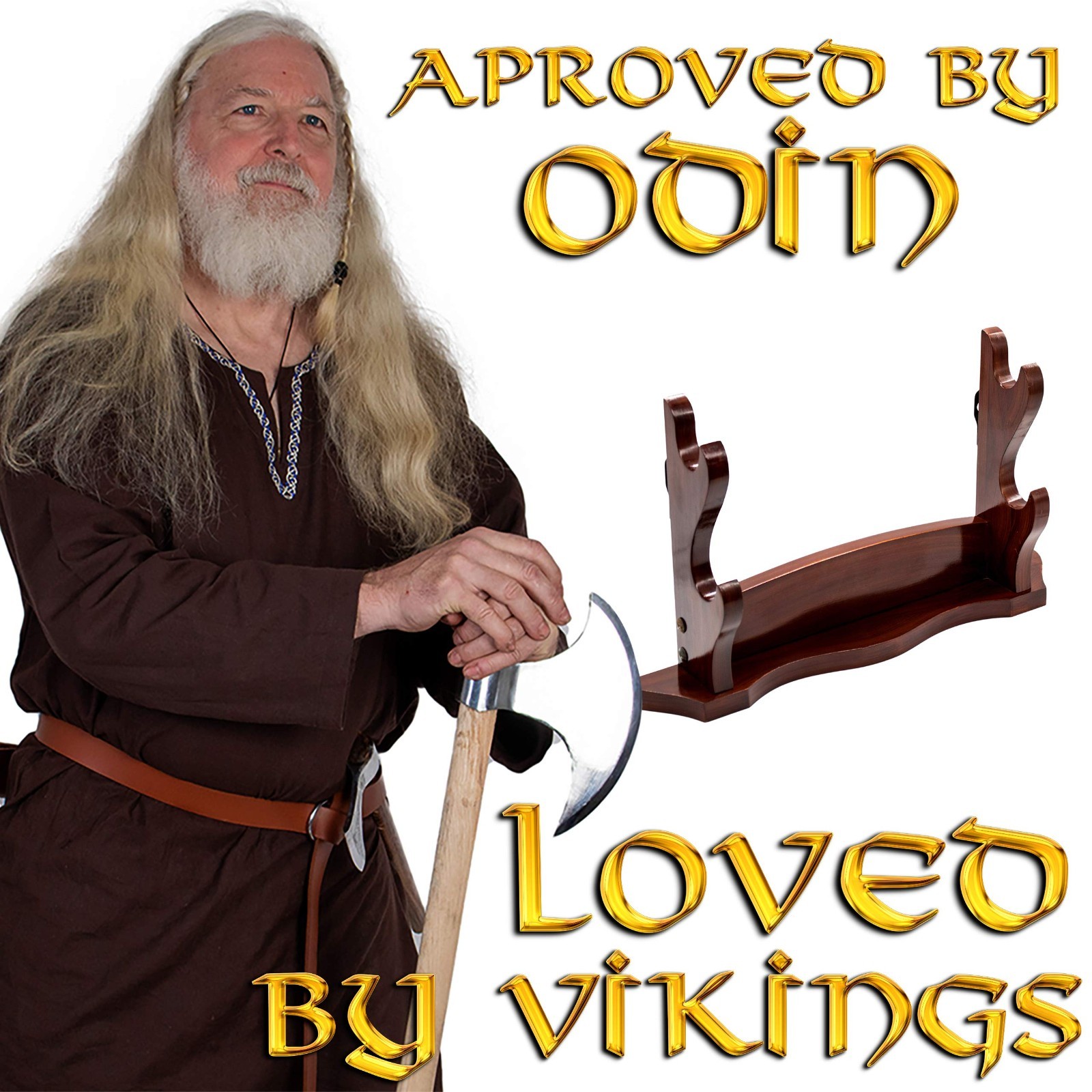 Medieval Sword Stand Solid Wood Horizontal Display Rack for Katana Dagger 2 Tier