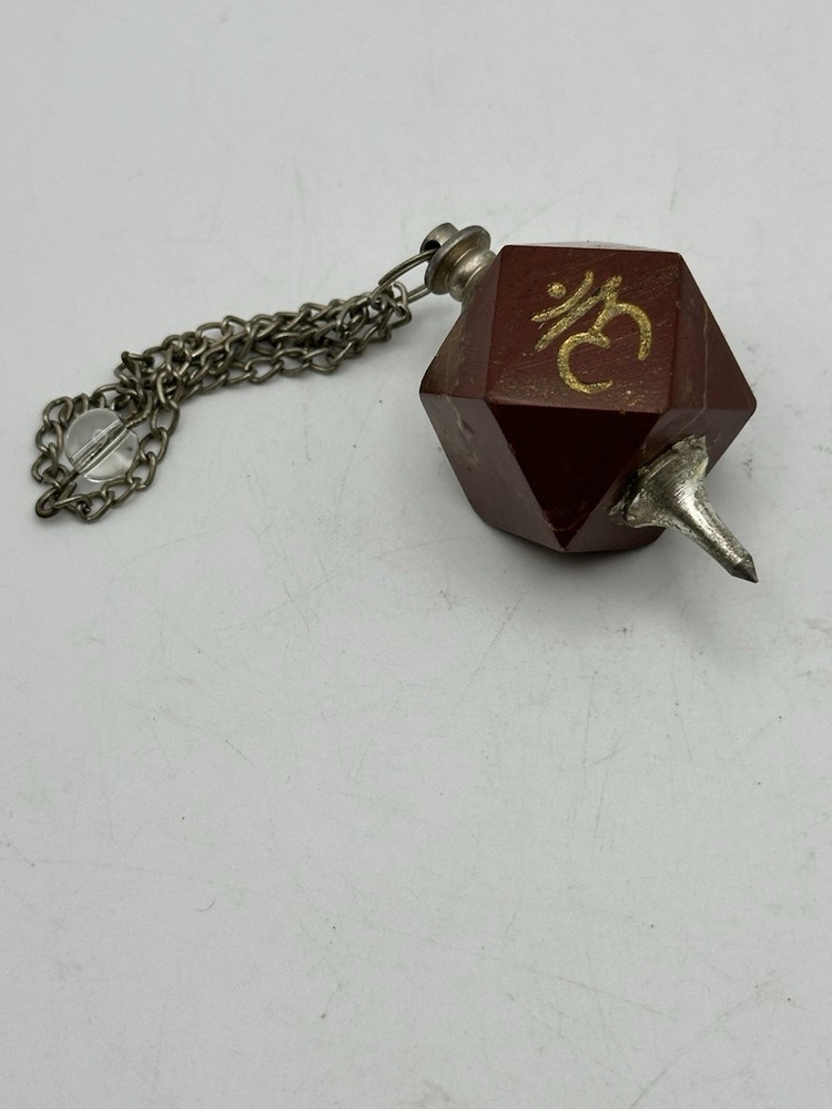 Stone Carved Chakra Pendulum On Chain Preowned
