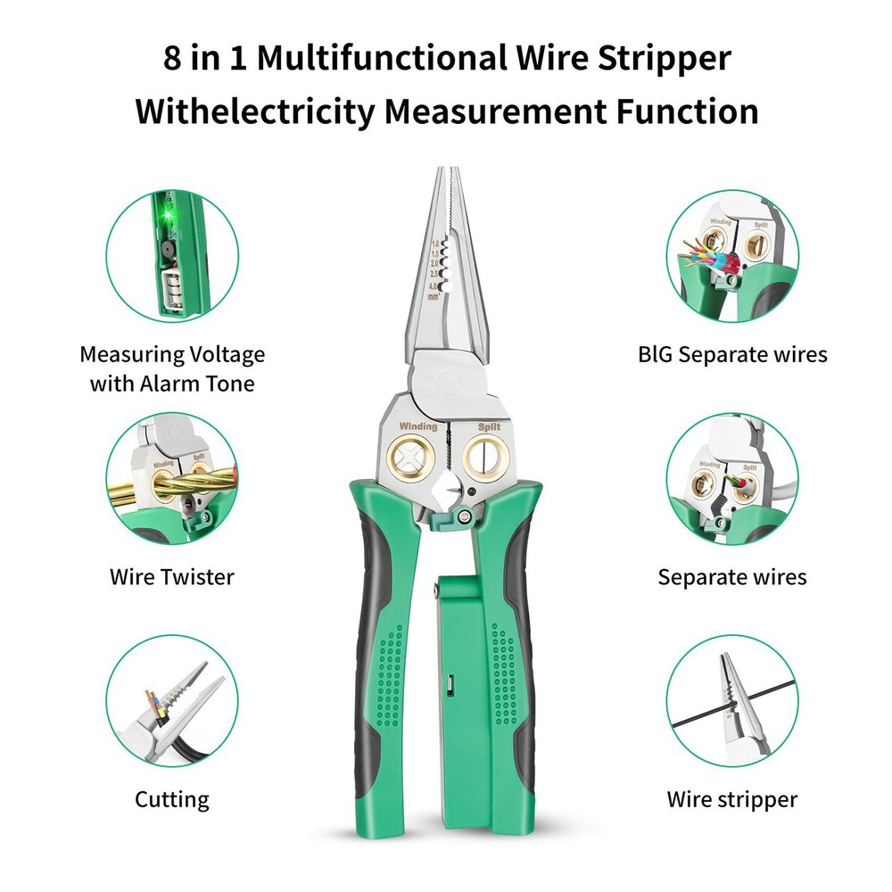 Multi-Function Wire Stripper Tool with AC/DC Voltage Tester for Professional Use