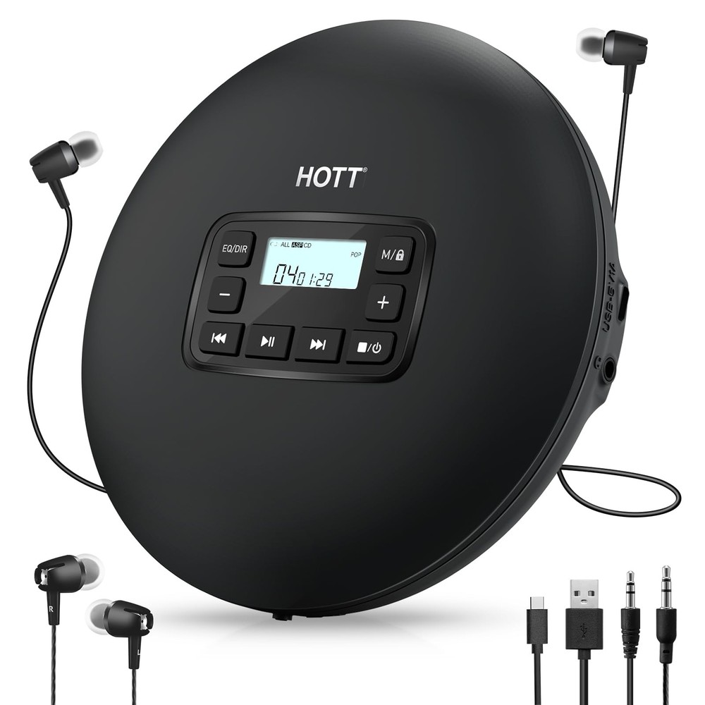 C204 Basic Portable CD Player with Anti-Skip Protection - AA Battery Powered,...