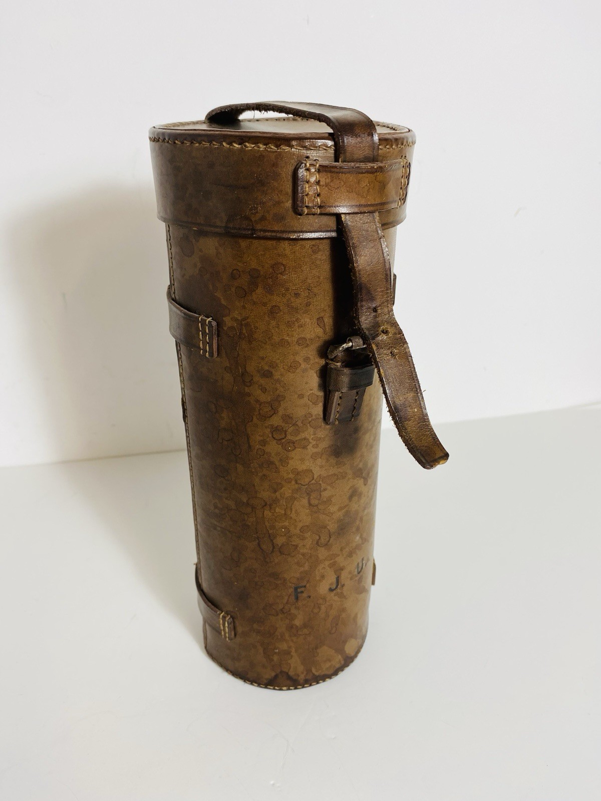 Antique leather scroll case / document tube W & J Milne Edinburgh