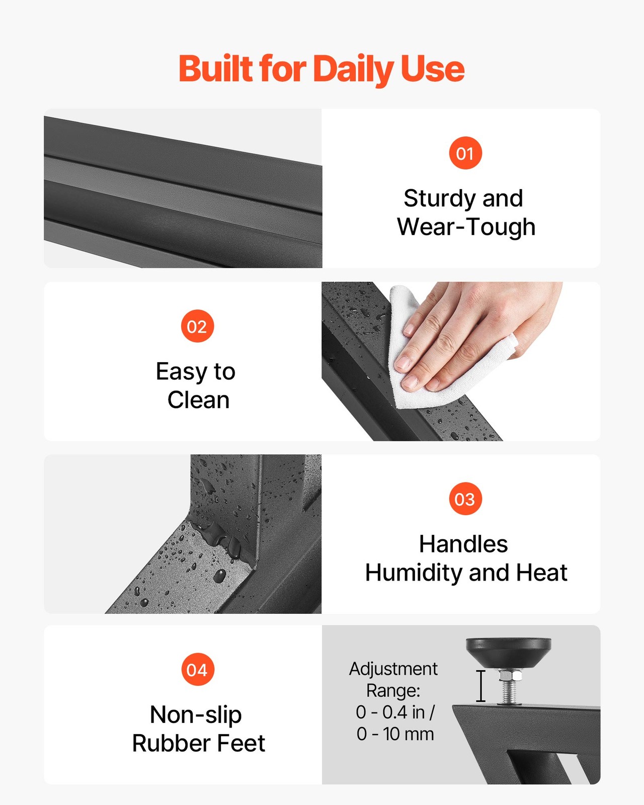 VEVOR Steel Table Legs 29.1 x 24 in 2204 lbs Heavy Duty for Desk Set of 2 Black