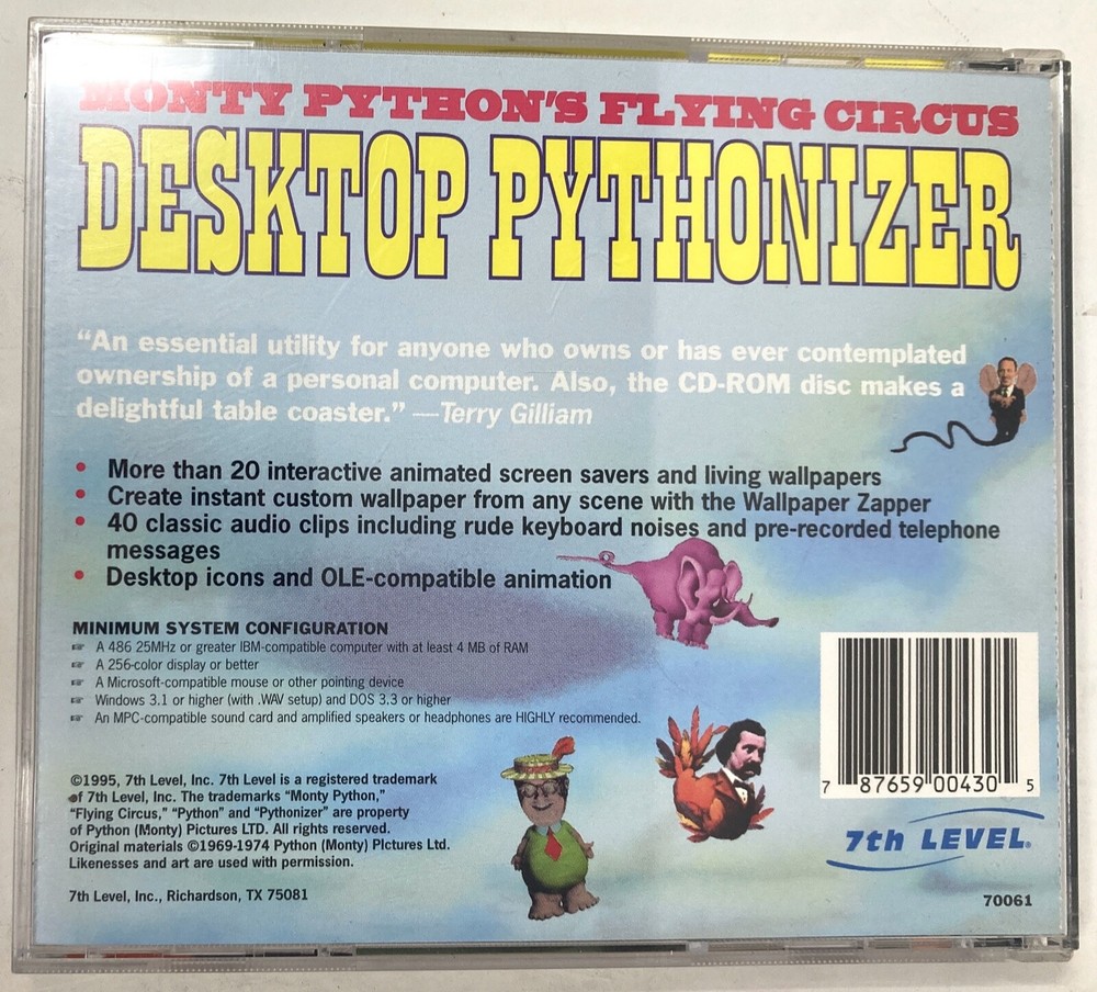 Monty Python's Flying Circus: 1995 PC Desktop Pythonizer Wallpapers/Screensavers