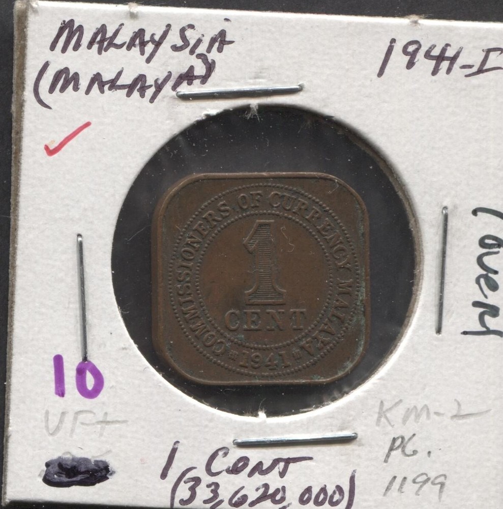 1941-VF+/Malaysia-1 Cent