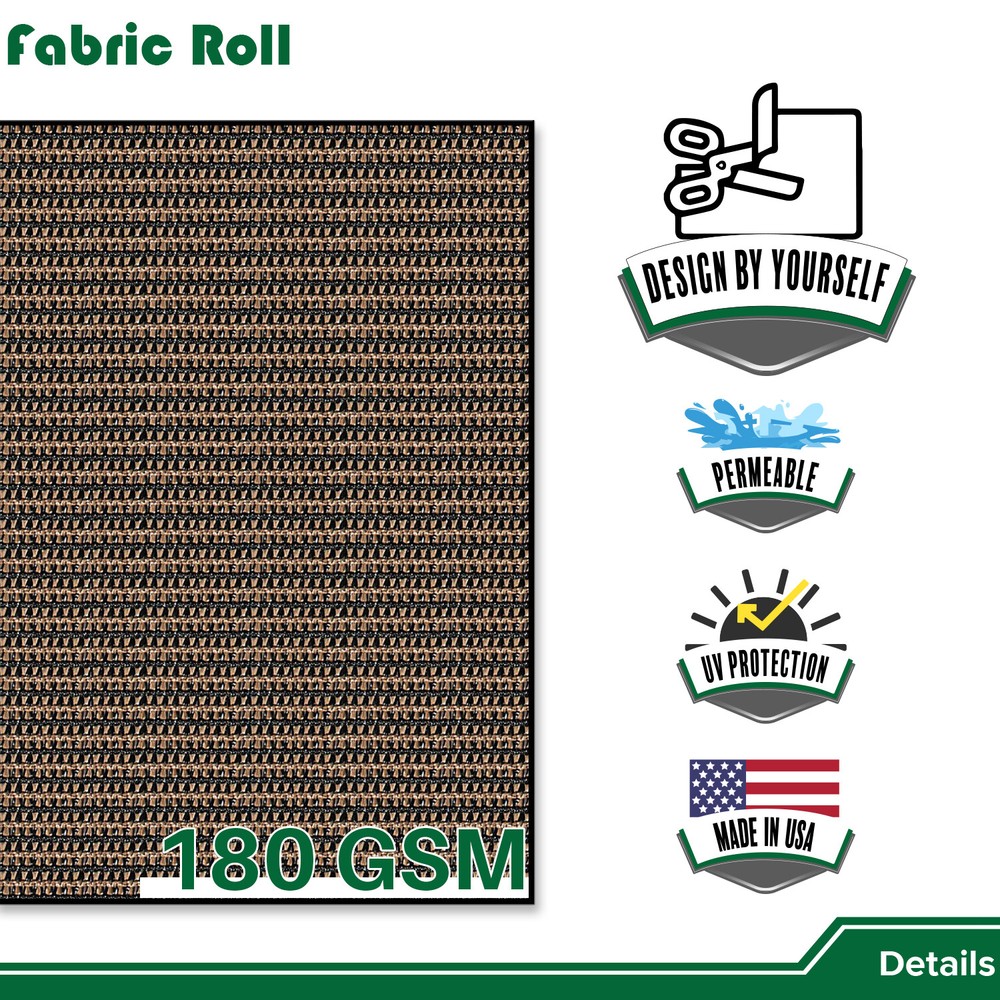 6ft Brown Sun Shade Fabric Roll Replaceable Canopy Pergola Multi-purpose Cloth