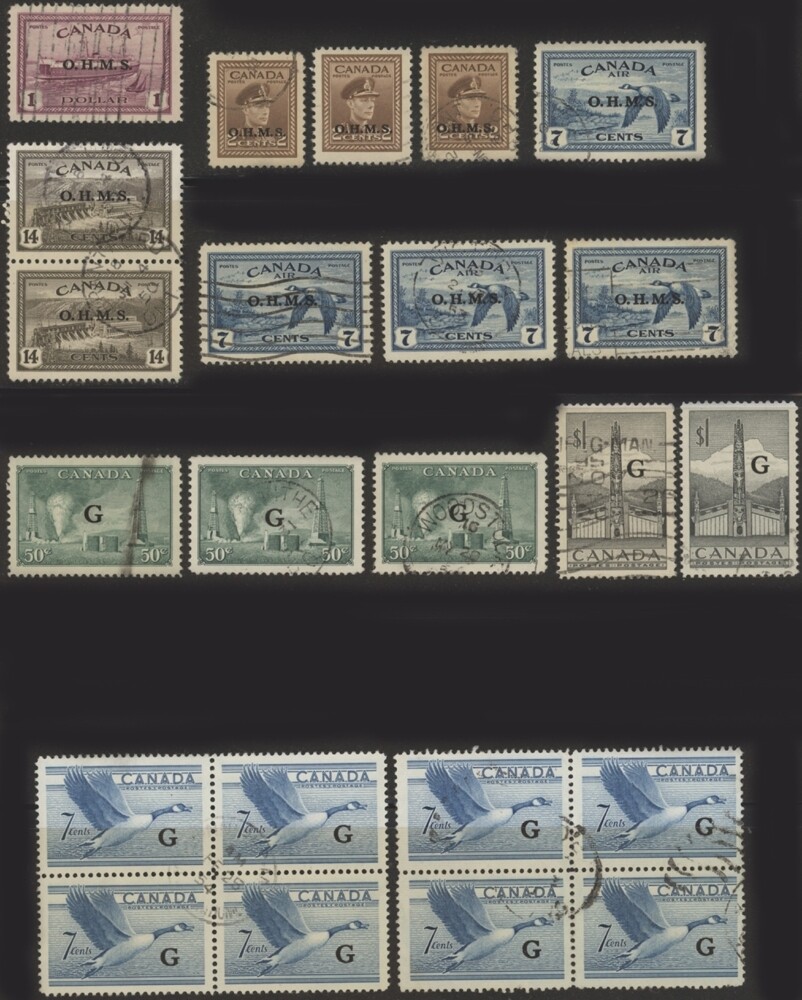 CANADA, 1949-53. Officials O7//O31, CO1, OHMS/G, Used