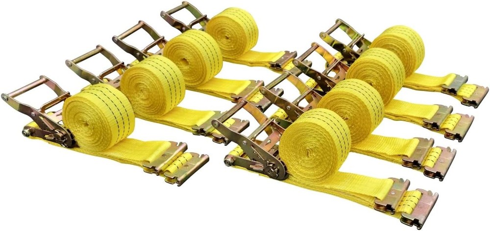 Durable 8 Pack Nylon 2" x 15' E-Track Ratchet Straps - Quick Release & Secure