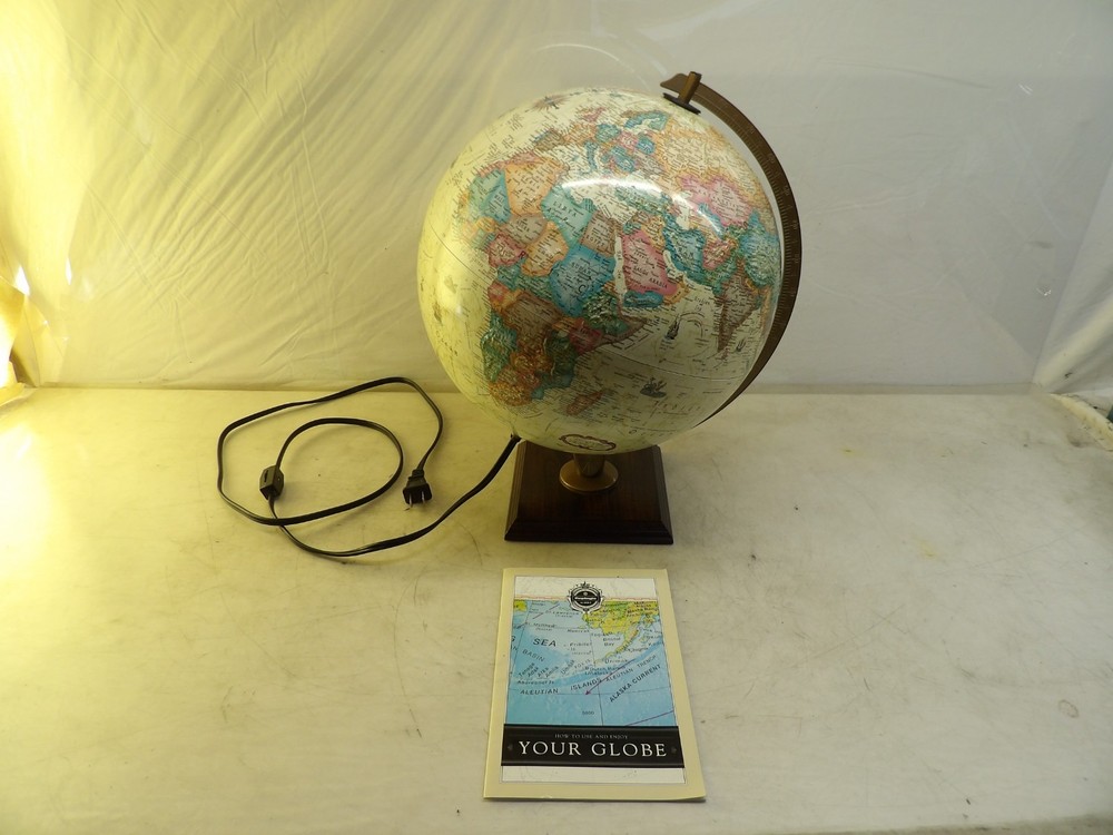 Vintage Replogle 12" Relief Lighted World Globe