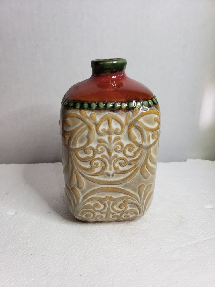 Decorative Ceramic Bottle Vase Cardinal Red Bird