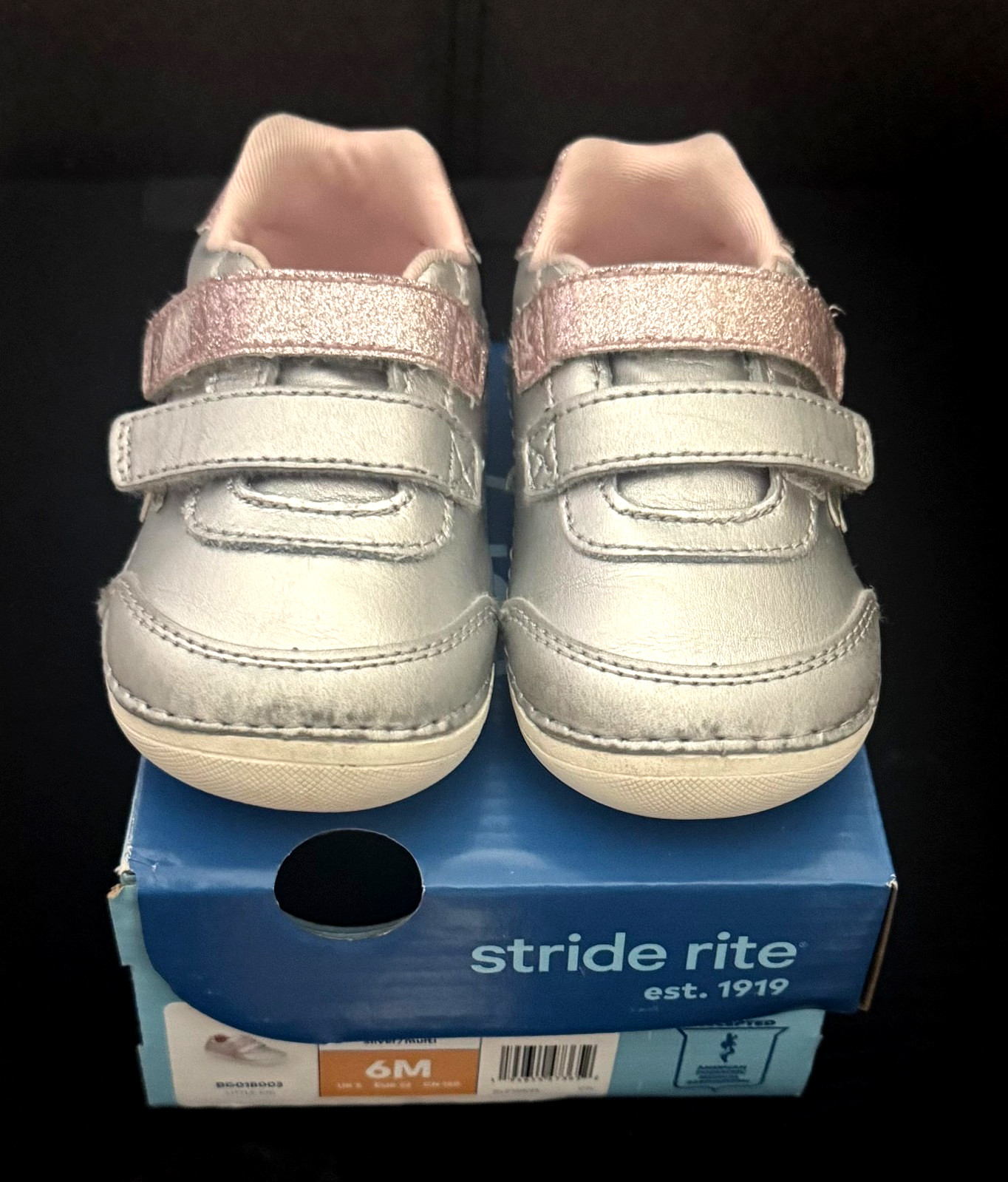 STRIDE RITE SM-Kennedy BG018003 Silver Pink Sparkle Sneakers Shoes Sz 6M Toddler