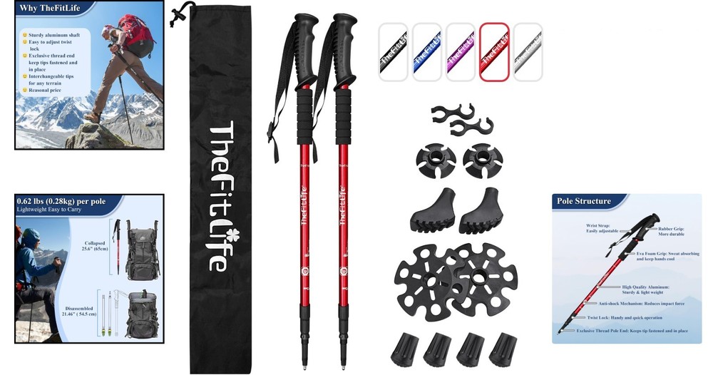Adjustable Hiking Poles with Quick Lock System - Ultralight & Compact for Travel