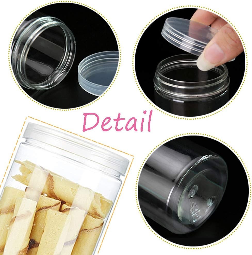3 PCS 46OZ/1360ml Clear Plastic Round Storage Jars,Empty Plastic Jars W/