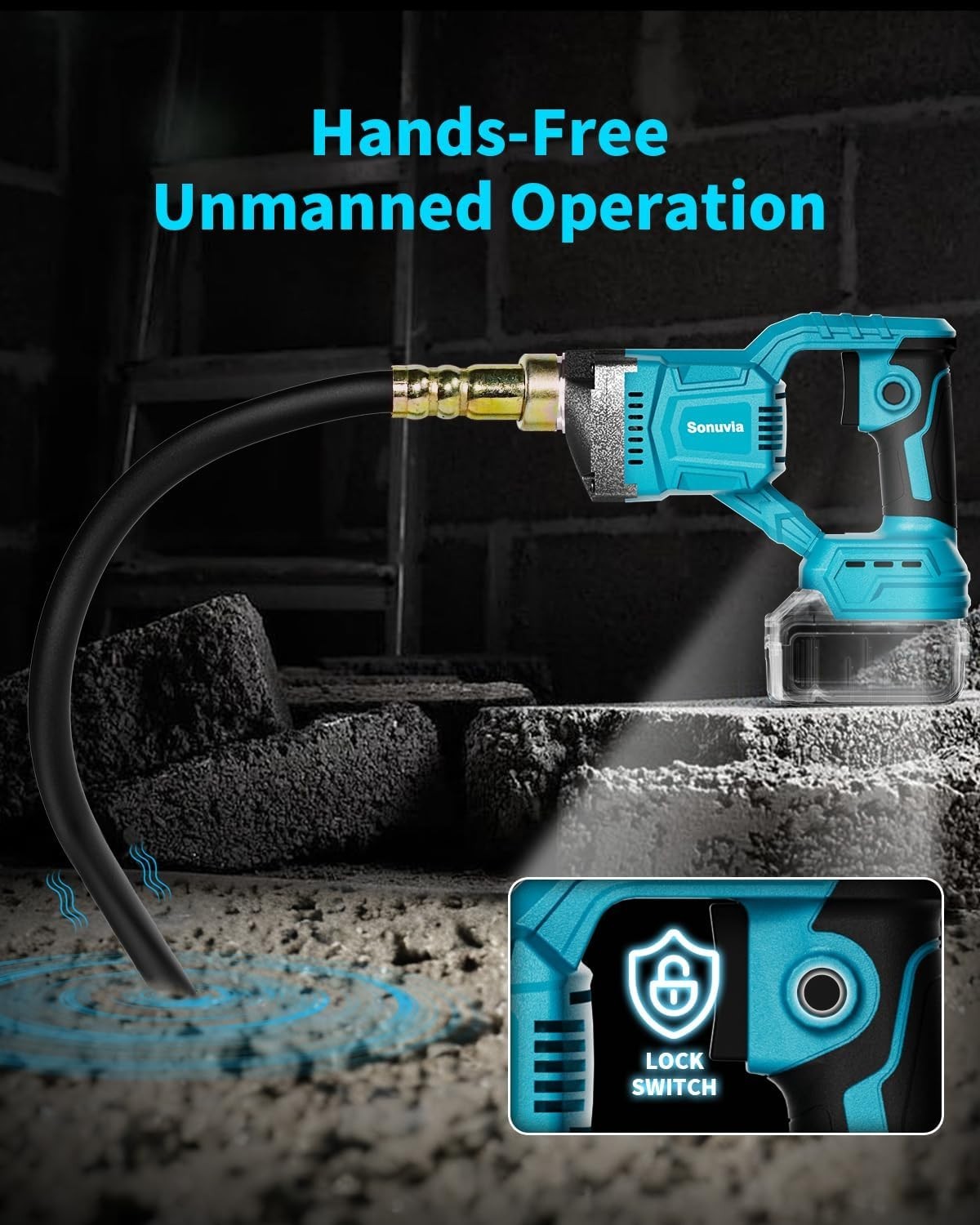 Cordless Concrete Vibrating Tool Compatible with Makita 18V Battery 600W Power C