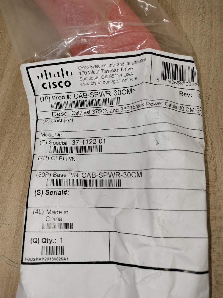 New Cisco CAB-SPWR-30CM= Power Stack Cables For Catalyst 3750X & 3850