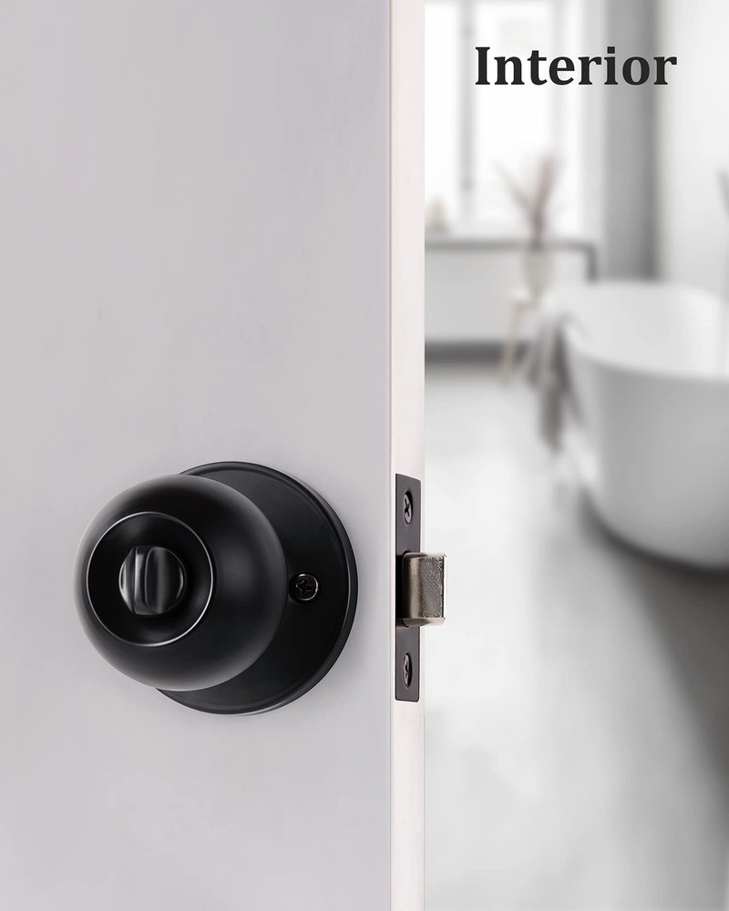 Lanwandeng (2 Pack) Matte Black Interior Door Knobs 2 Pack, Privacy No Keys