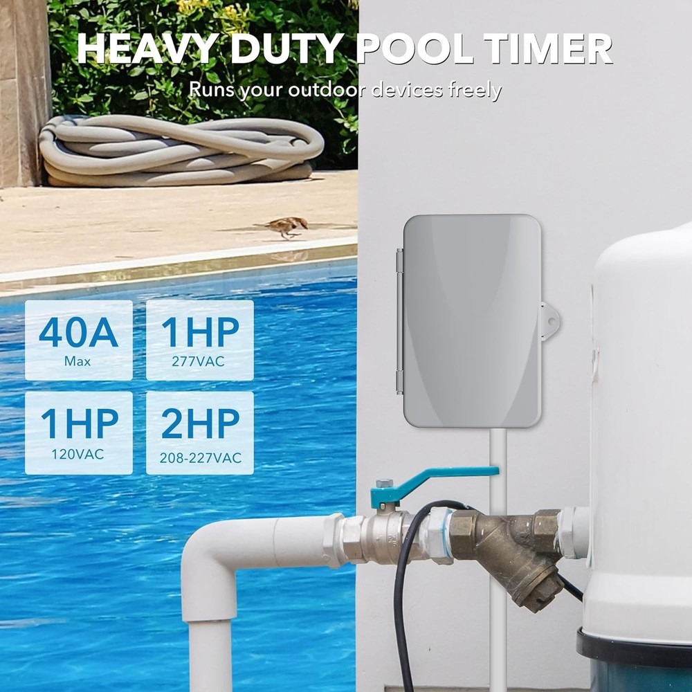 Weatherproof 24-Hour Programmable Timer for High-Power Devices - 120-277 VAC