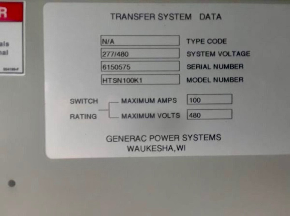 Generac HTSN100k1 Automatic Switch