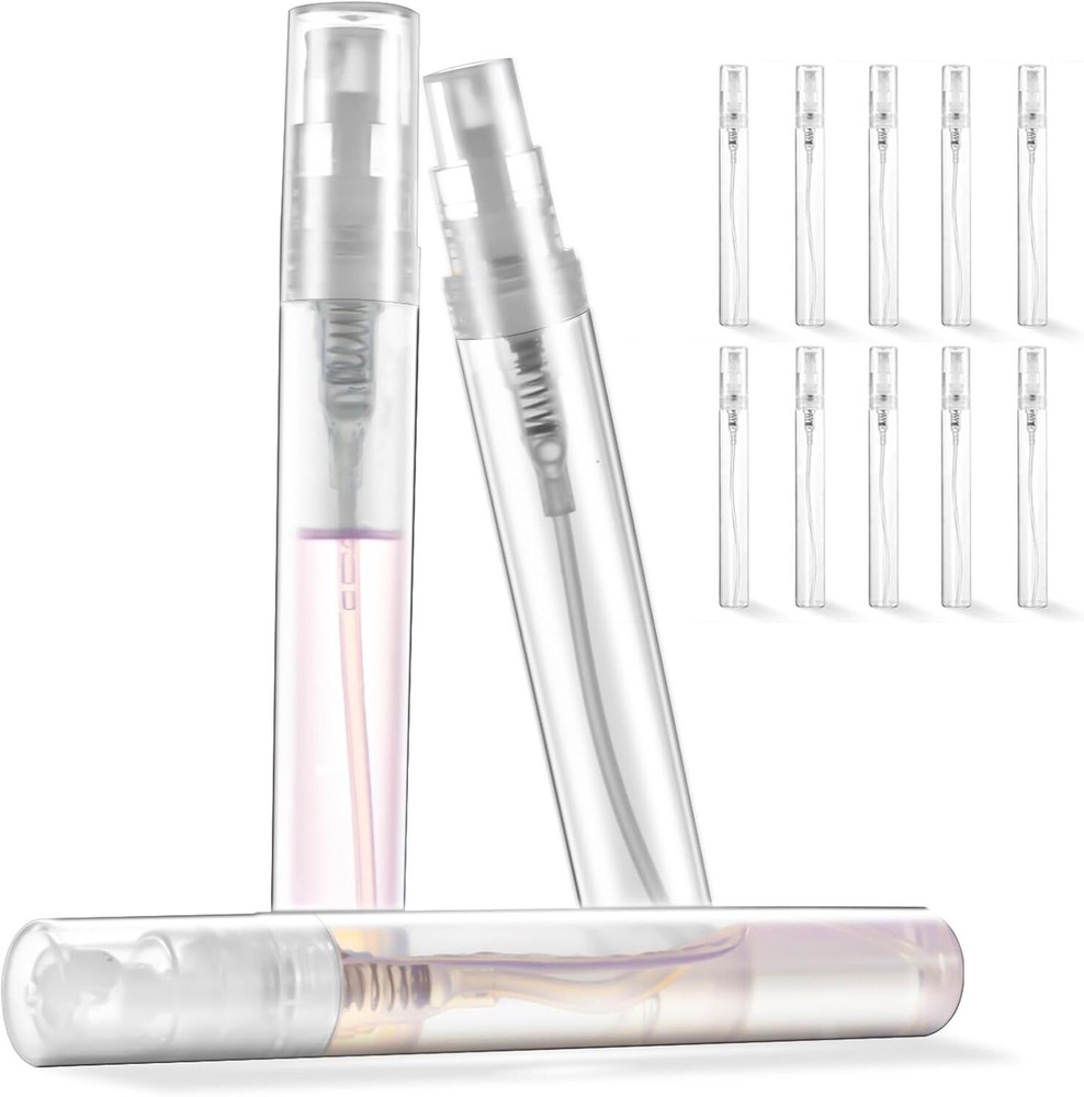 10 Pack 5ml Mini Perfume Sample Bottles - Clear Plastic Refillable Travel Spray,