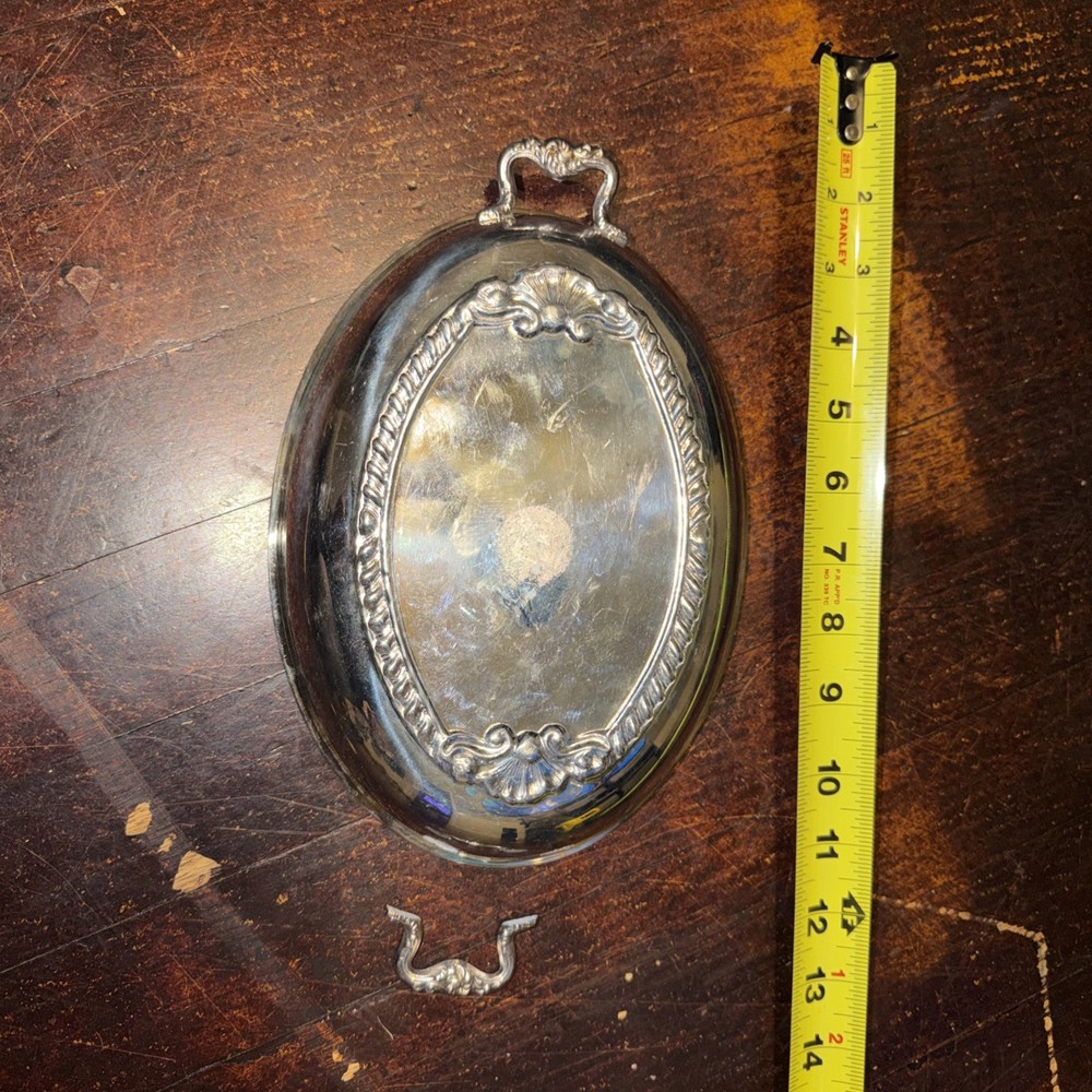 Vintage Silver Plated Serving Dish 12x9x1.5 Plus Extra Dish