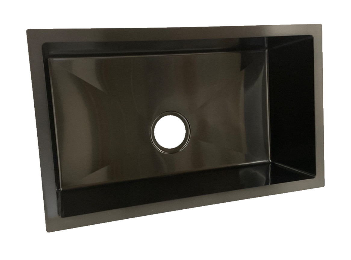 Lippert Stainless Steel Undermount Metalic Black Single Bowl Sink 27x16x7