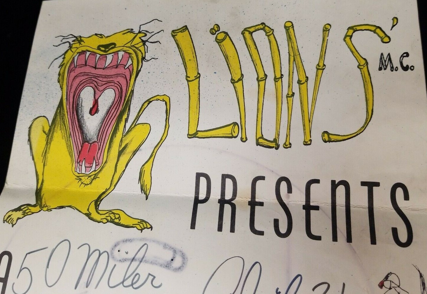 1966 Motorcycle Lions MC TT Racing Framed Poster Rare 1-of-Kind 50-Mile Sign Art