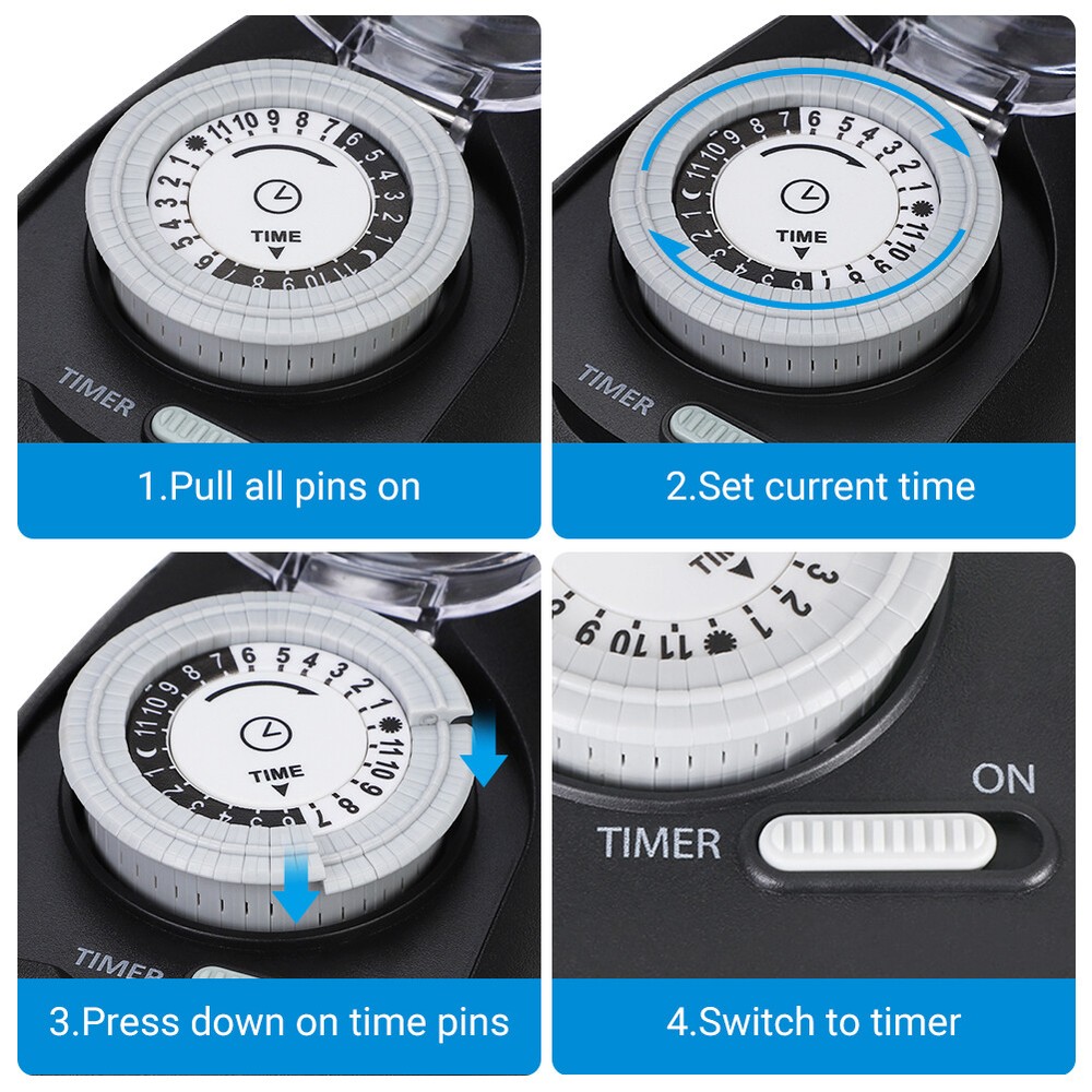 2 Pack Outdoor Programmable Timer Waterproof 24 Hour for Holiday Lighting