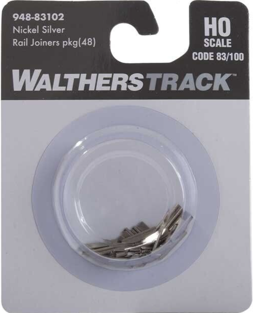 Walthers HO Scale ~ New ~ Code 83 & 100 ~ Nickel-Silver Rail Joiners (48) 83102