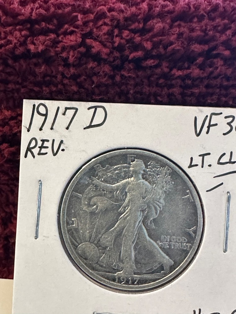 1917 d reverse walking liberty half dollar VF+++ Cleaned