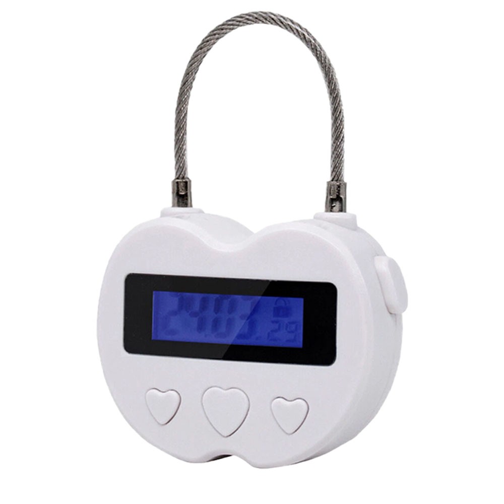 2x White USB Rechargeable Smart Time Lock LCD Display Temporary Timers Padlock