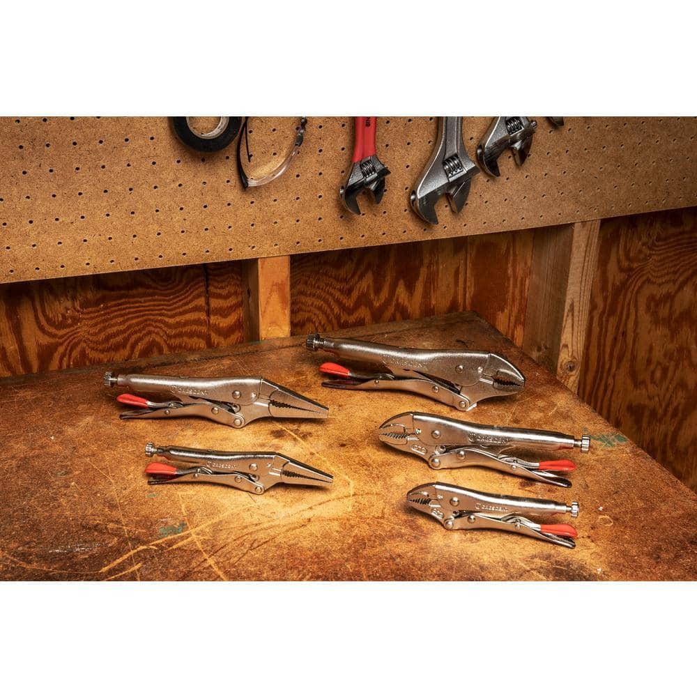 Crescent Locking Pliers Set 5pc Curved Long Nose Wire Cutter Hex Grip Durable