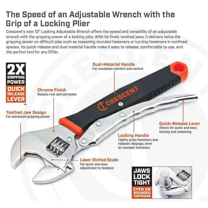 10 in. Crescent Locking Adjustable Wrench