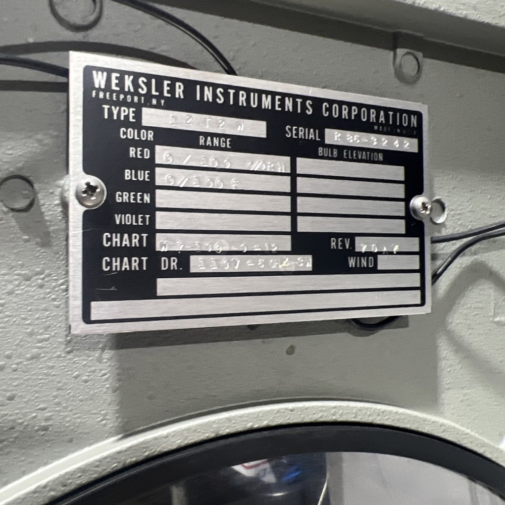 Weksler Instruments Chart Recorder Type 12T2W Used Surplus