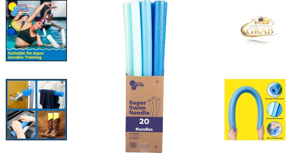 Pool Noodles 20 Pack Soft Foam Floatation Devices for Swimming & Exercise Blue