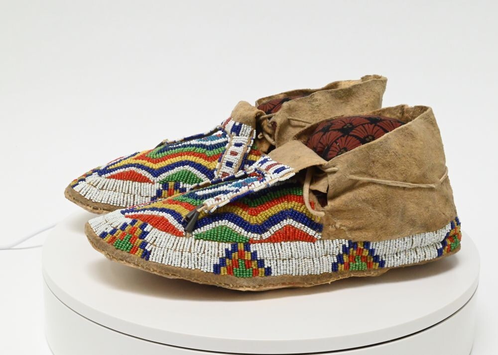 Northern Plains Beaded Hide Moccasins