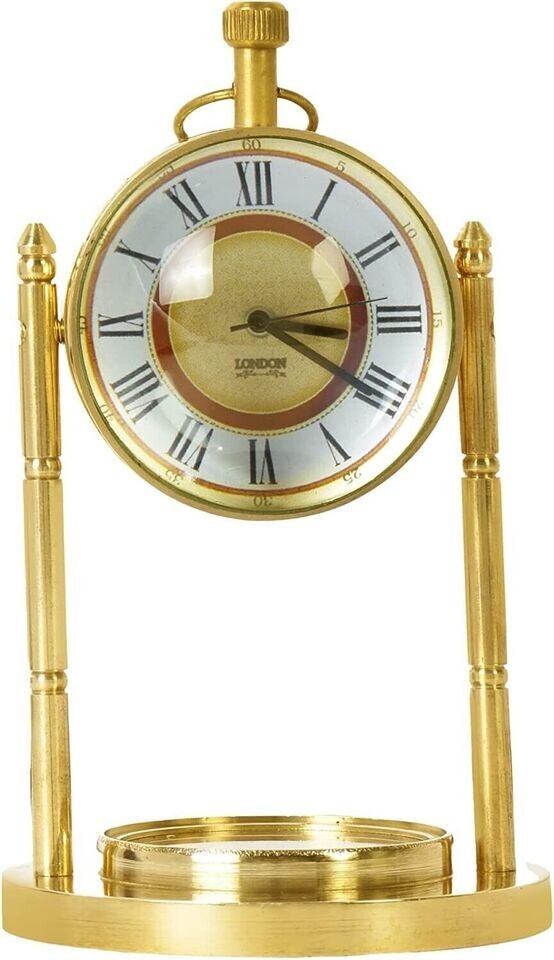 Antique Small Table Top Brass Desk Clock Quartz Desktop Decorative Gift