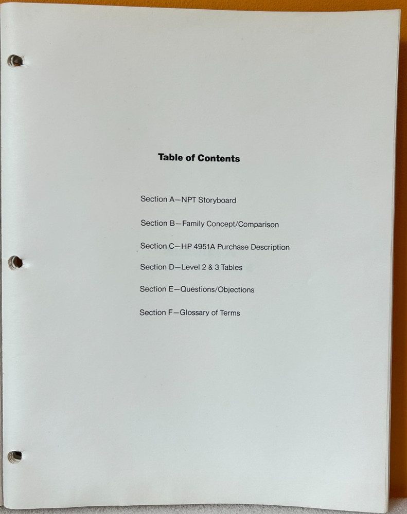 HP 5952-5023D HP 4951A Field Training Manual.