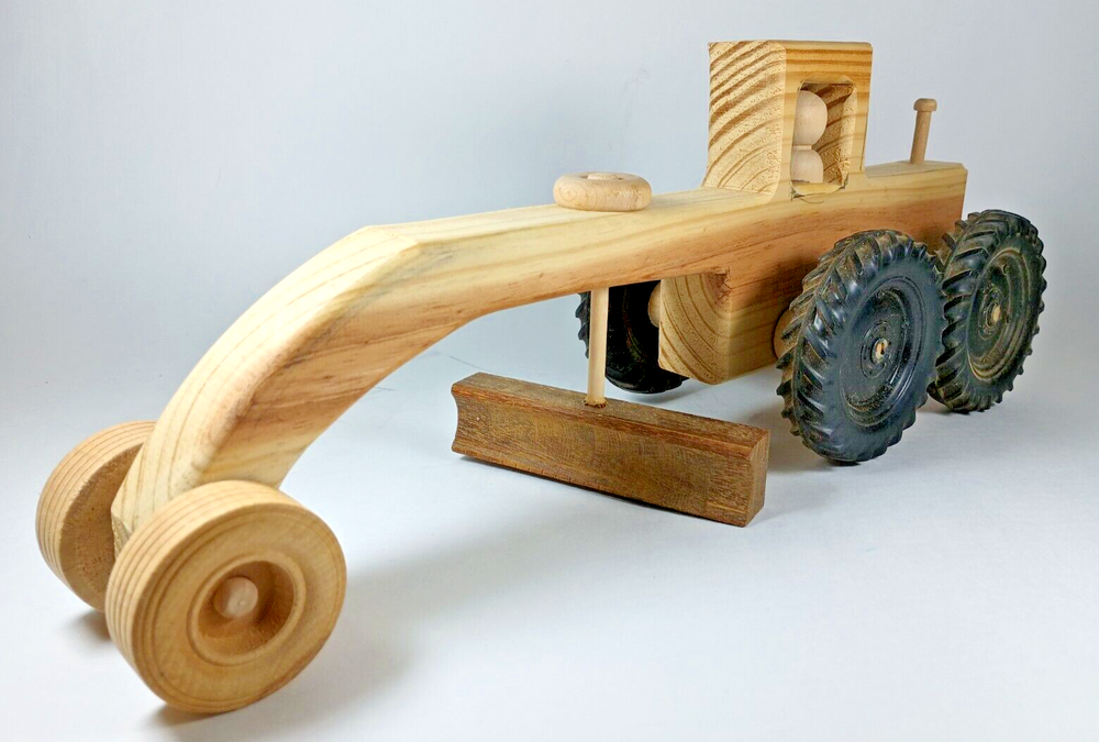 Wood Home Hand Made Construction Road Grader.