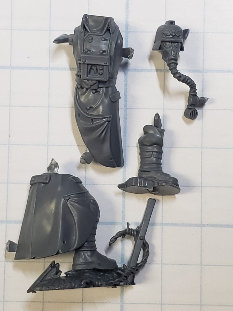 40k Astra Militarum Bits Krieg Command Squad Standard Bearer Torso Head #35
