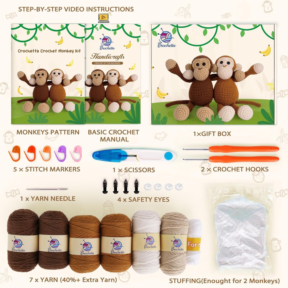 Crochet Kit for Beginners, Crochet Kits with Step-by-Step Video Tutorials, Le...