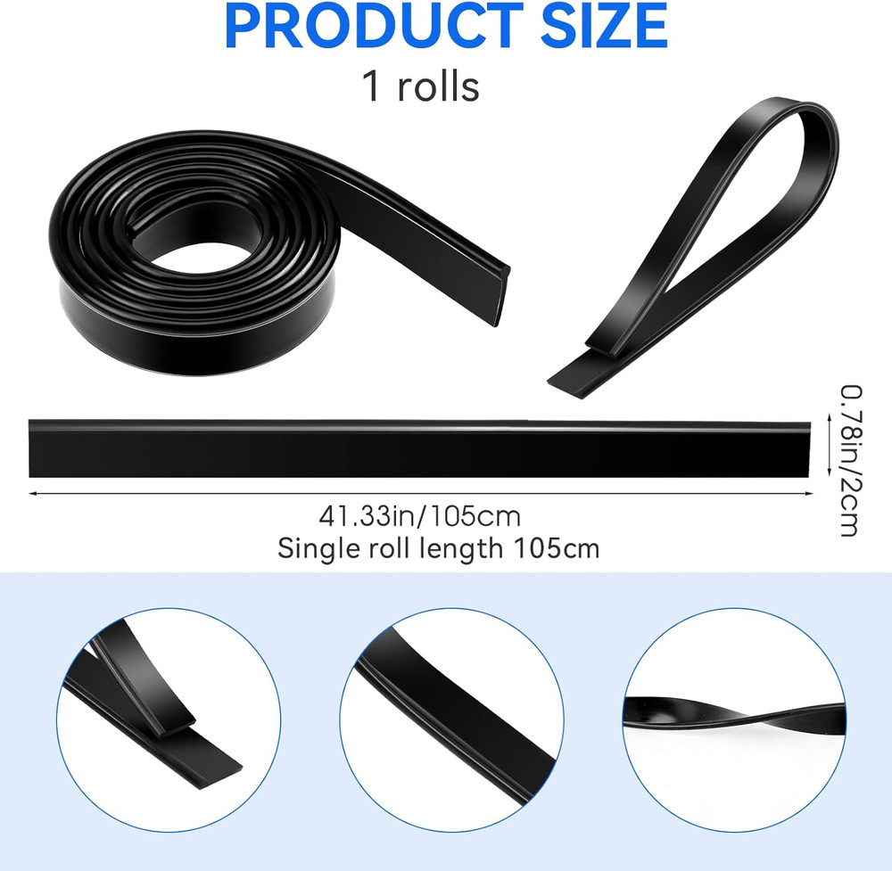 Black Squeegee Replacement Blades, 41In/Roll Silicone Window Rubber Squeegee Ref