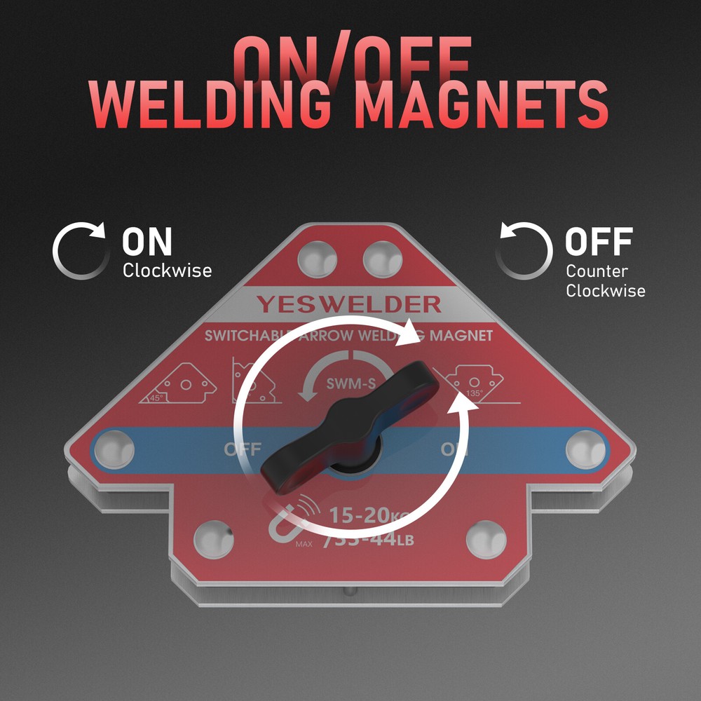 33-44LB Switchable Arrow Welding Magnet, versatile angles for 45°/90°/135°