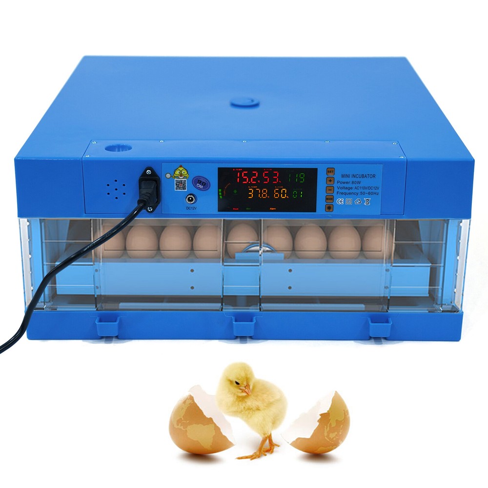 Digital Fully Automatic 64 Egg Incubator Egg Hatching Machine Chicken 12V/110V